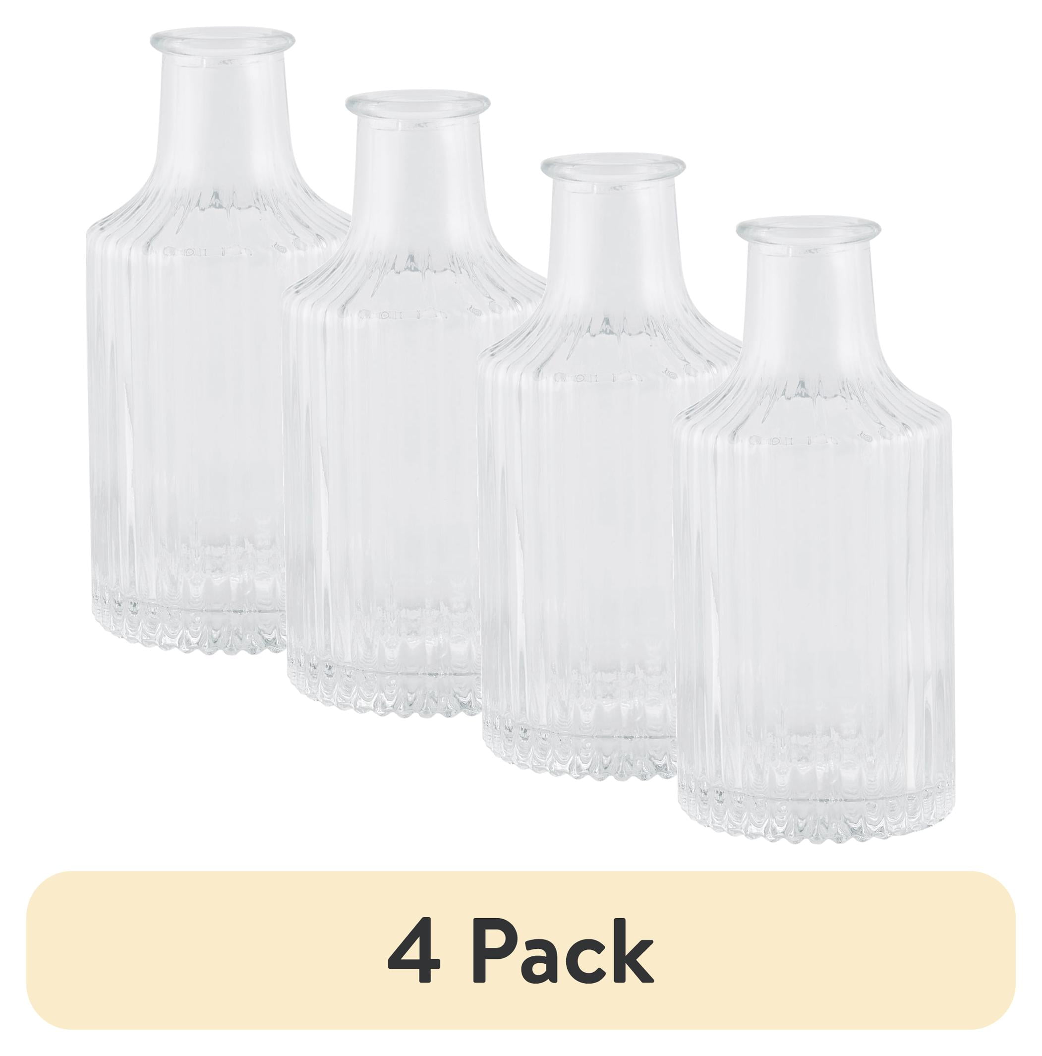 (4 pack) Home Decor Collection Clear Glass Ribbed Embossed Indoor Bud Vase, 5"