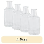 (4 pack) Home Decor Collection Clear Glass Ribbed Embossed Indoor Bud Vase, 5"