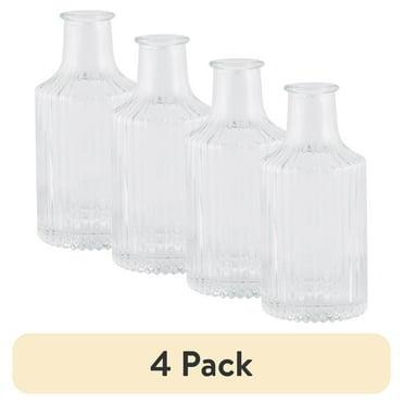 (4 pack) Home Decor Collection Clear Glass Ribbed Embossed Indoor Bud Vase, 5"