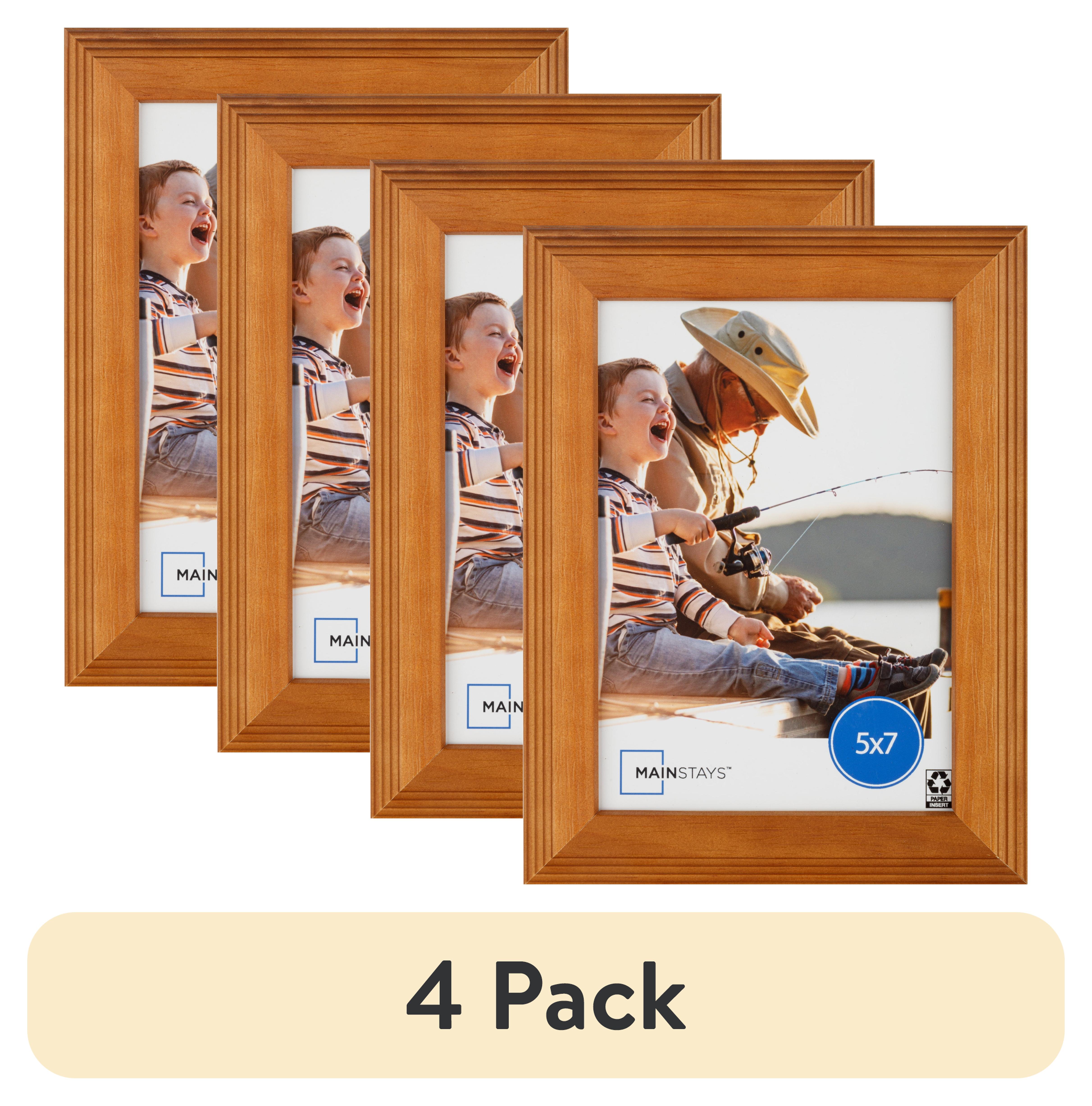 (4 pack) Mainstays 5" x 7" Solid Oak Wood Tabletop Picture Frame