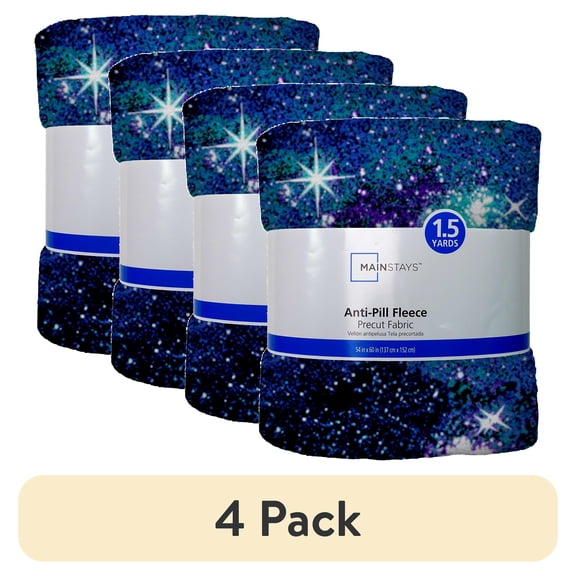 (4 pack) Mainstays 1.5 Yards 100% Polyester Lux Anti-pill Fleece Galaxy, Navy, 60" Wide for Crafts