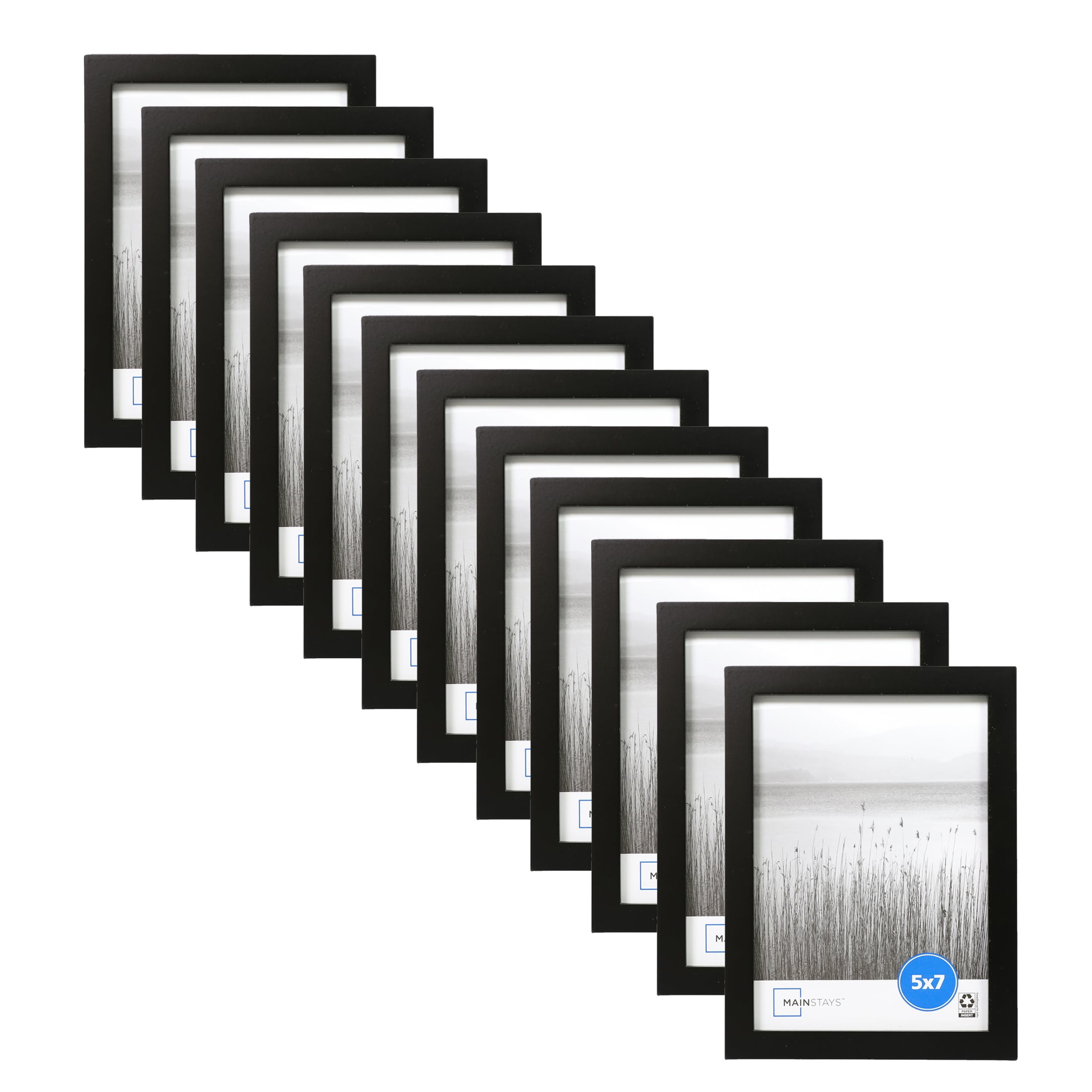 (4 pack) Mainstays - 5x7 Picture Frame - Black Gallery Linear Program Tabletop & Wall Photo Frame, Set of 3