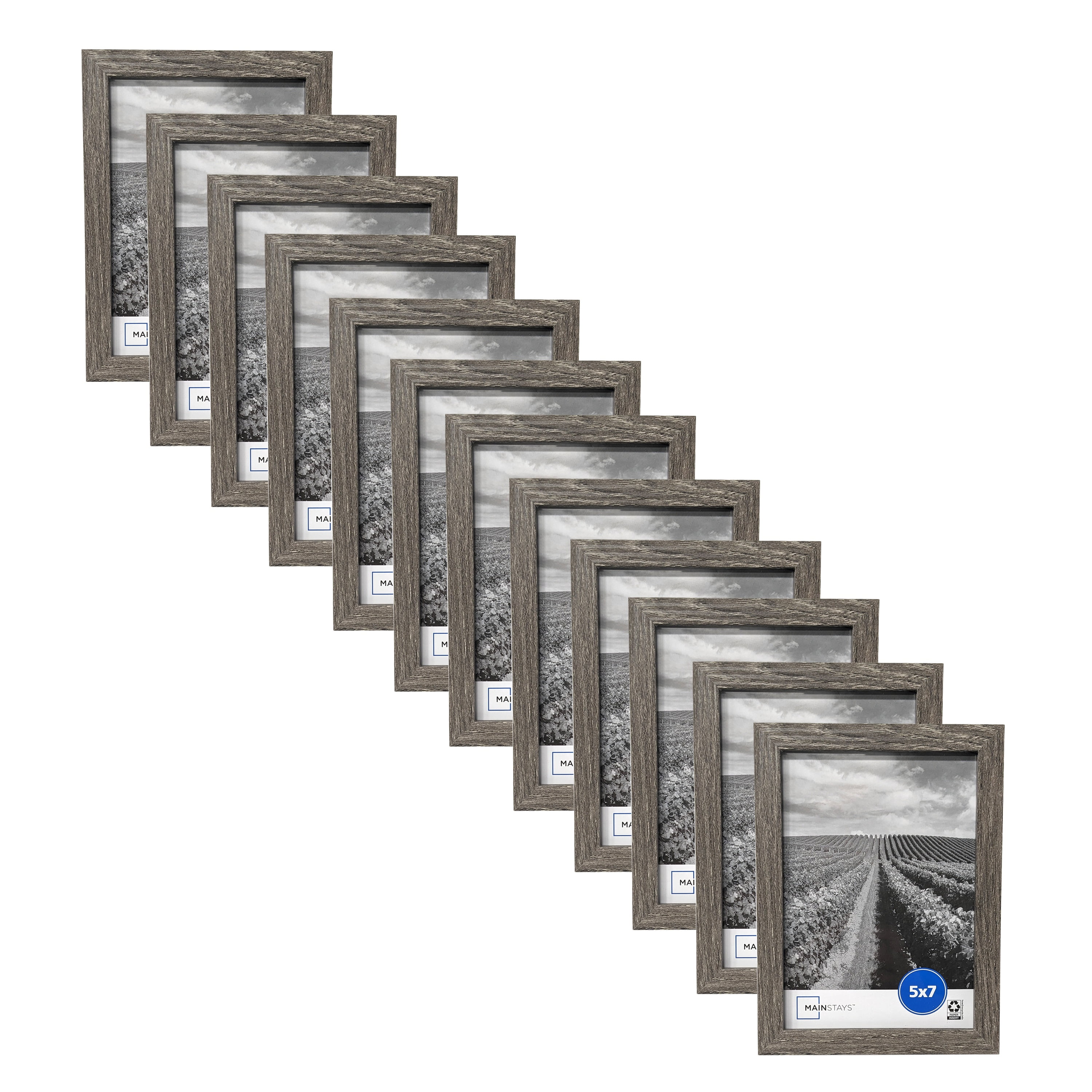 (4 pack) Mainstays - 5x7 Picture Frame - Rustic Gray Gallery Linear Program Tabletop & Wall Photo Frame, set of 3