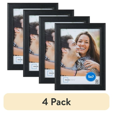 (4 pack) Mainstays 5x7 Step Black Basic Tabletop Picture Frame