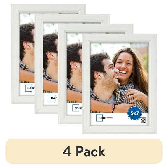 (4 pack) Mainstays – 5x7 Picture Frame – White Step Program Tabletop Photo Frame