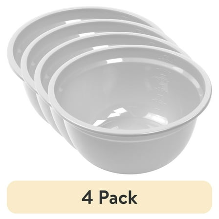 (4 pack) Mainstays 6 Quart Mixing Bowl Polypropylene White