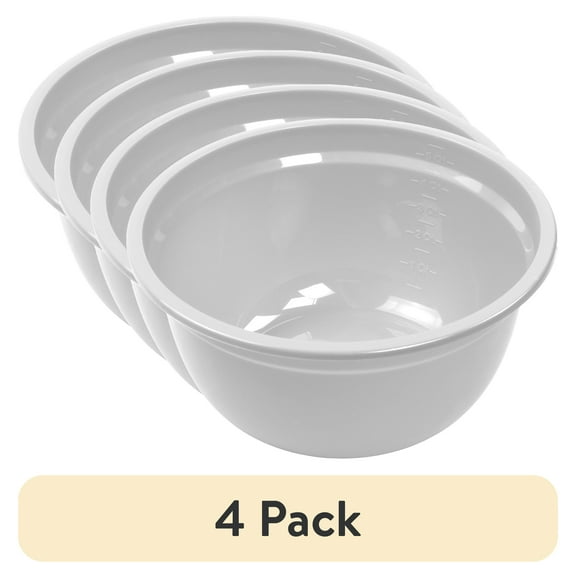 (4 pack) Mainstays 6 Quart Mixing Bowl Polypropylene White