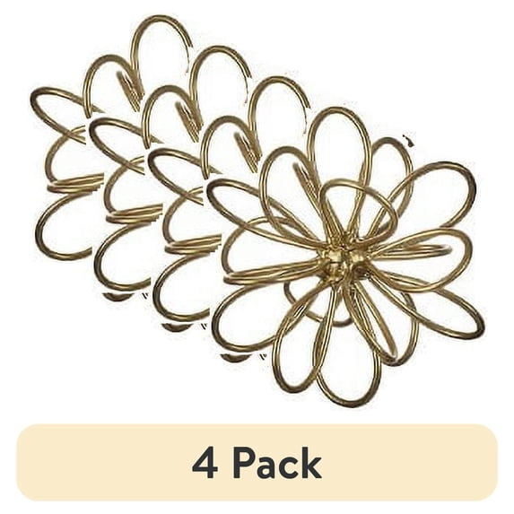 (4 pack) Mainstays 6in x 6in Contemporary Metal Floral Tabletop Orb, Gold