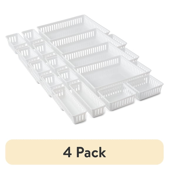 Mainstays Set of 7 Drawer Storage Organizer Bins, Set of 1 or 4