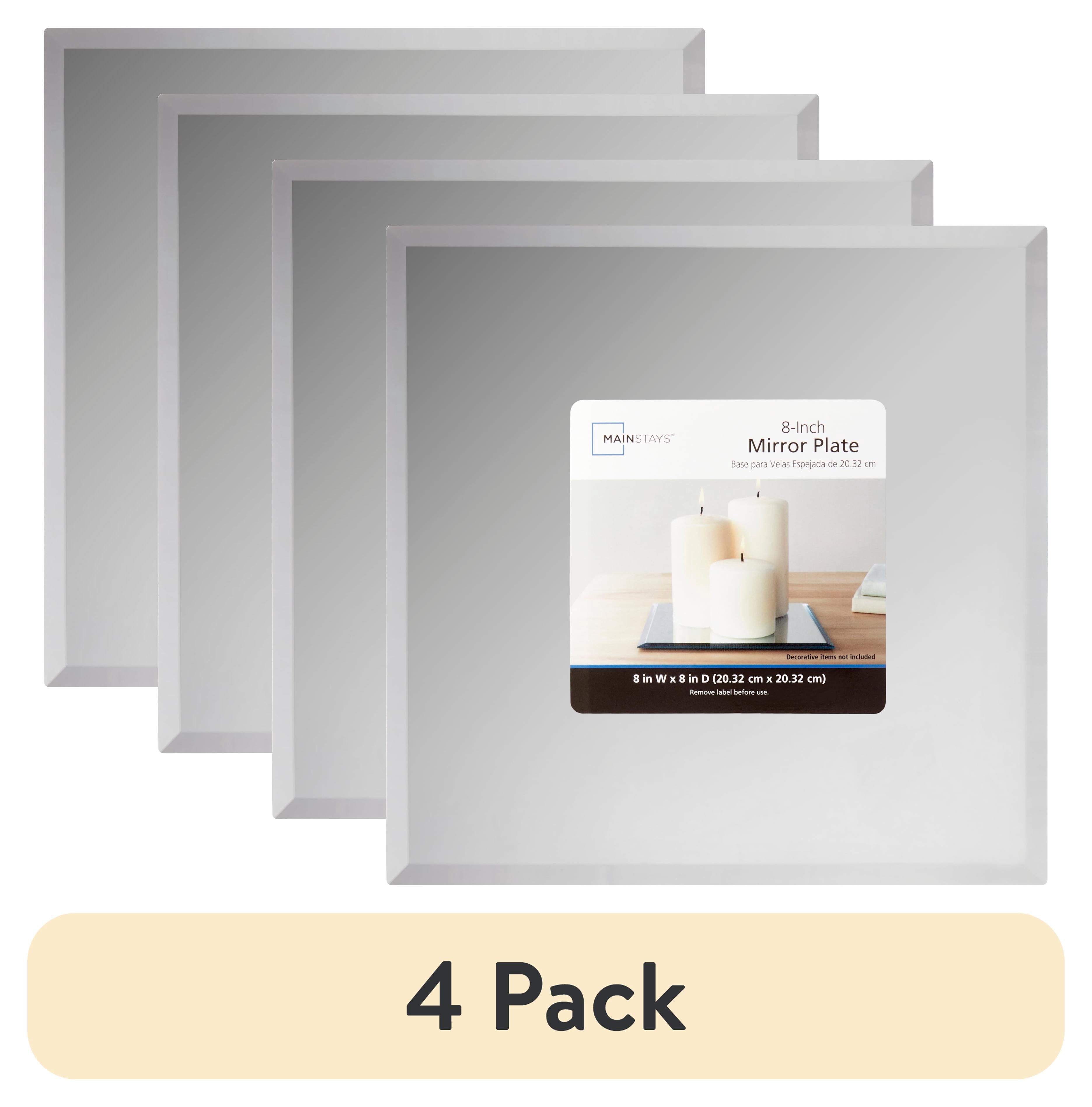 (4 pack) Mainstays Decorative Square Mirror Candleholder Plate, 8"