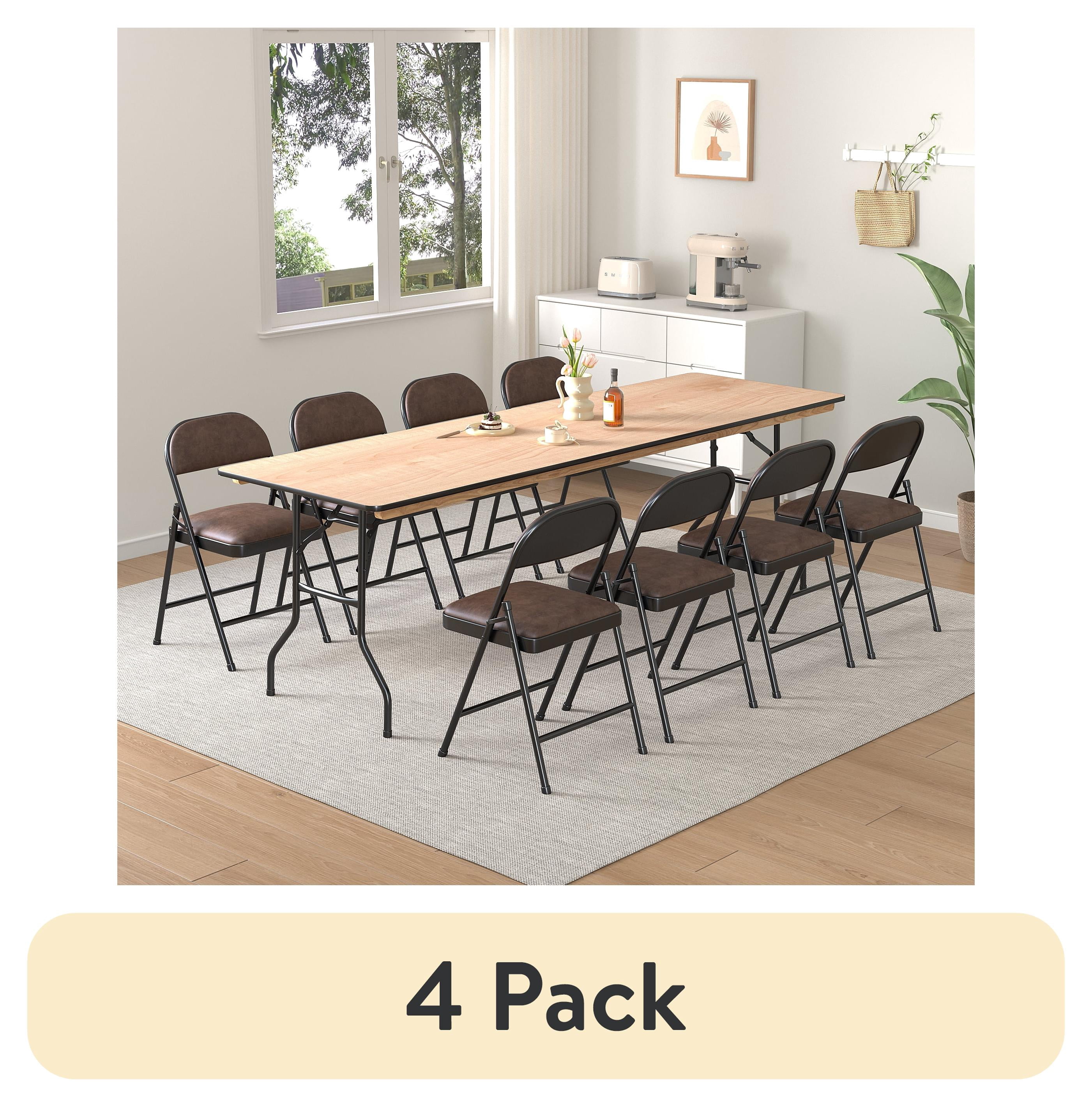 (4 pack) Mainstays 8 ft Wood Banquet Folding Table with Folding Legs, Natural