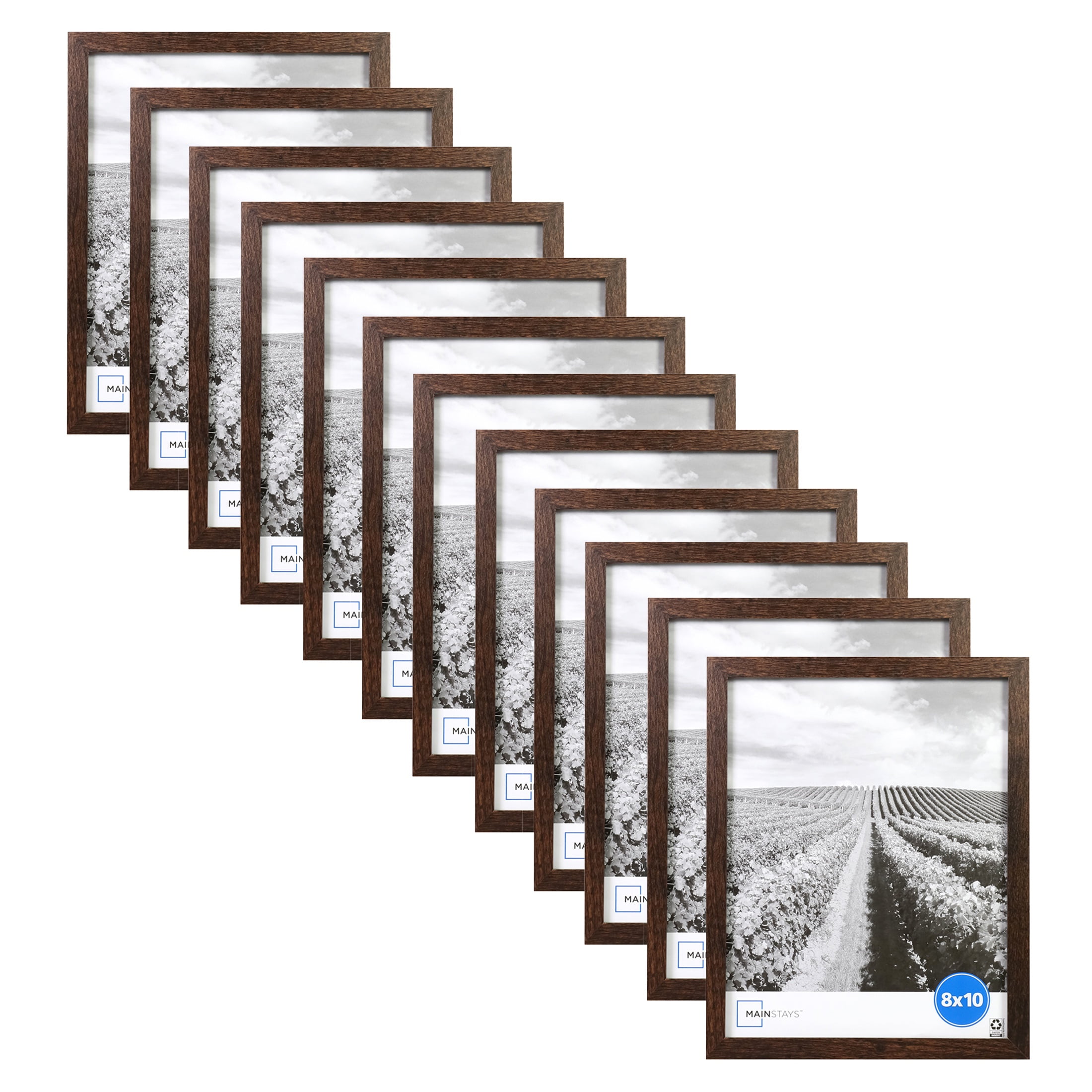 (4 pack) Mainstays - 8x10 Picture Frame - Brown Gallery Linear Program Tabletop & Wall Photo Frame, Set of 3