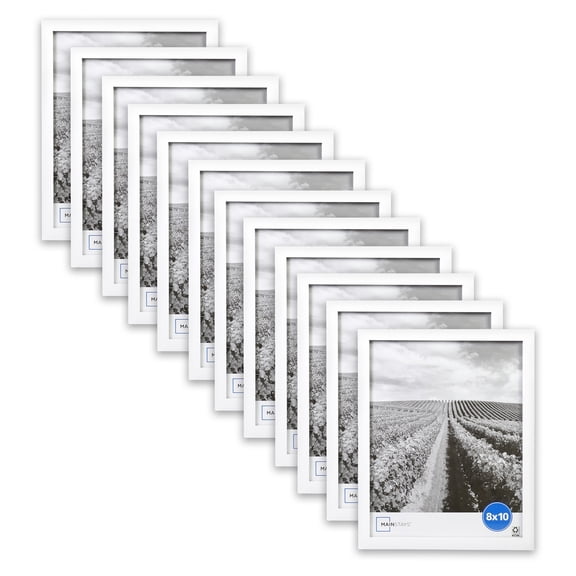 (4 pack) Mainstays - 8x10 Picture Frame - White Gallery Linear Program Tabletop & Wall Photo Frame, Set of 3