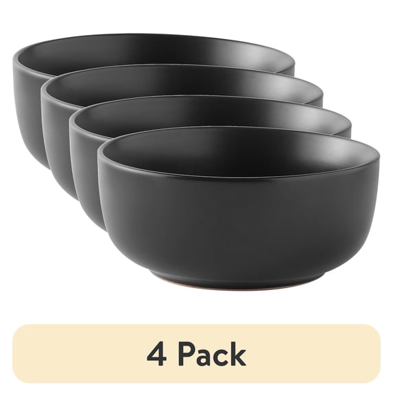 (4 pack) Mainstays Alessandra Matte Black Stoneware Bowl