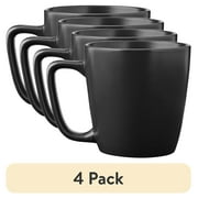 4 pack Mainstays Alessandra 14oz Solid Matte Black Stoneware Mug