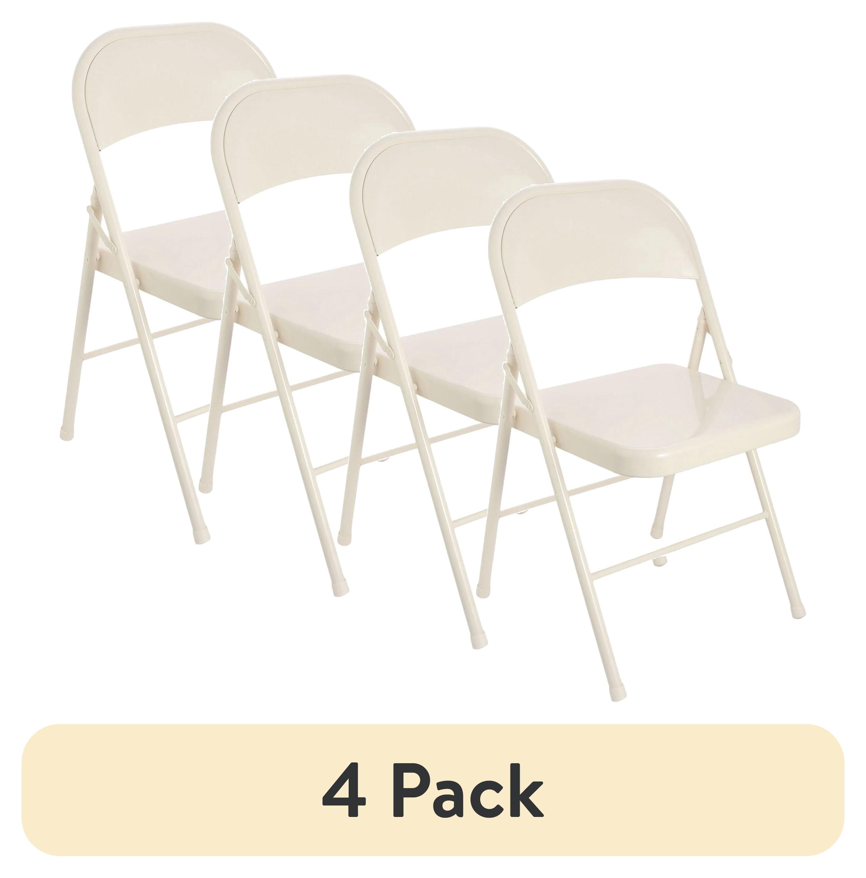 (4 pack) Mainstays Metal Folding Chair, Cream