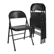 Mainstays All-Steel Metal Folding Chair, Double Braced, Black (Set of 4)