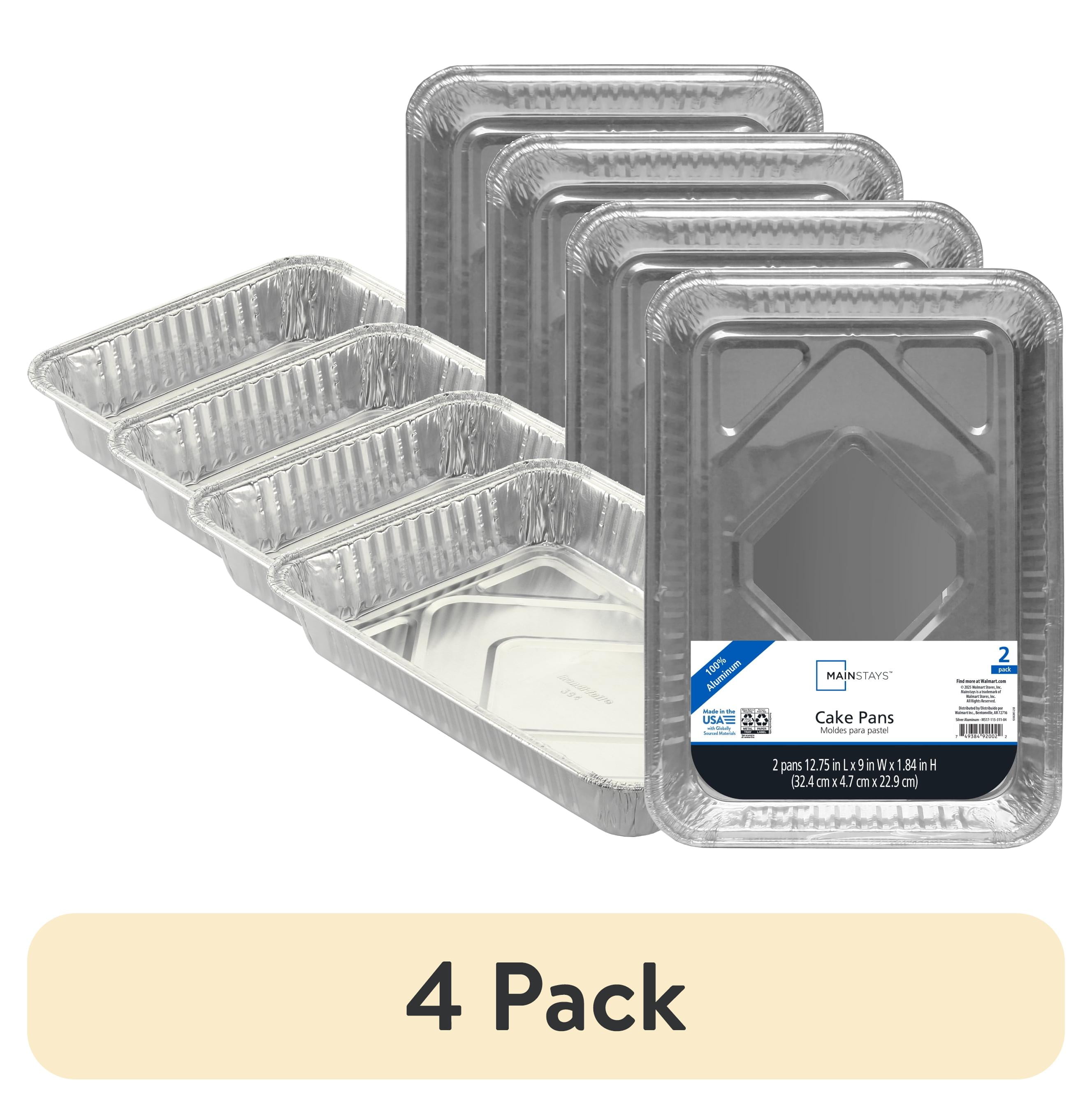 (4 pack) Mainstays Aluminum Foil Cake Pans 13" x 9" 2 Count