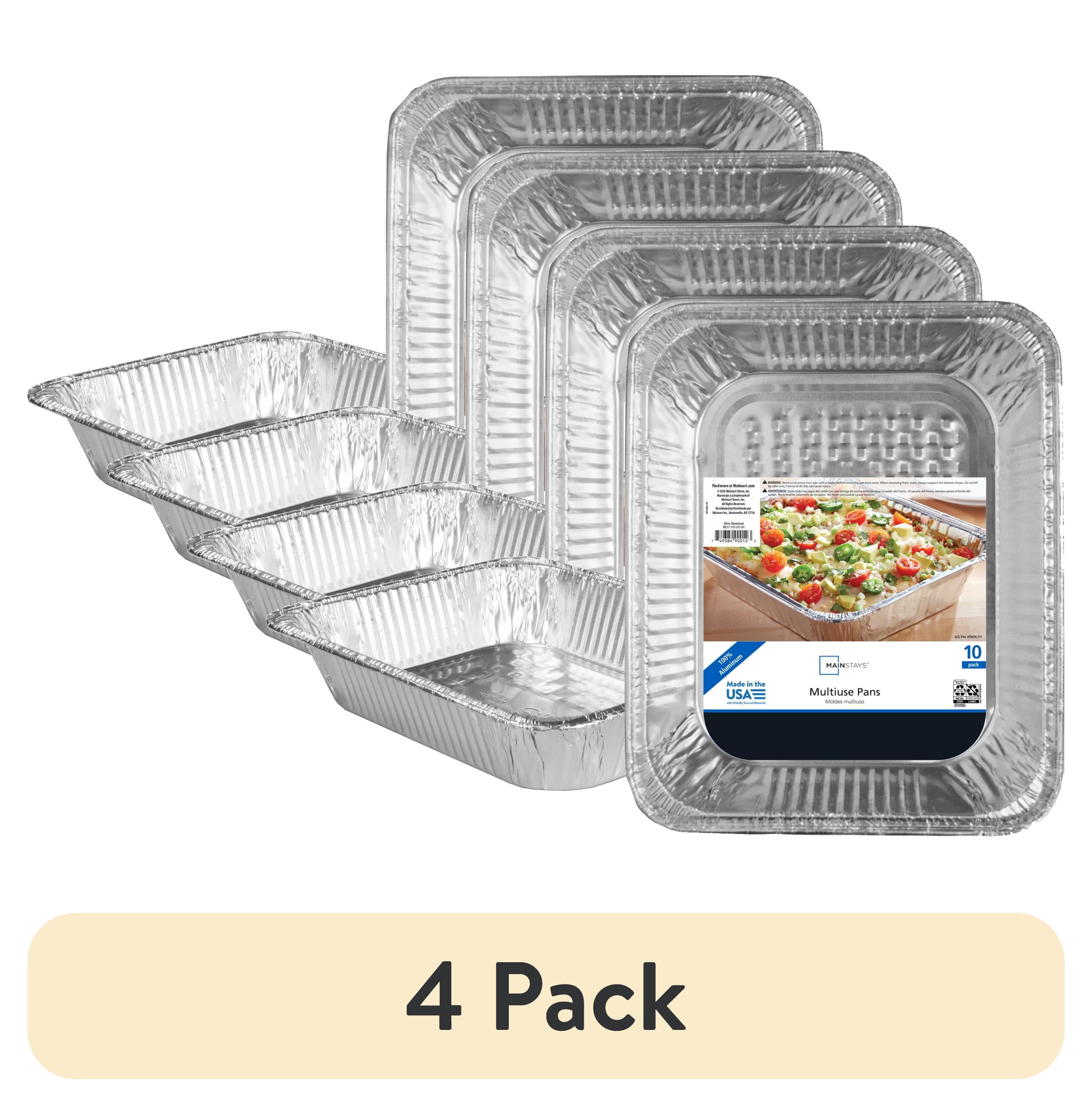 (4 pack) Mainstays Aluminum Half Steam Pan, 11.75" x 9.38", Disposable Catering Pan, 10 Count