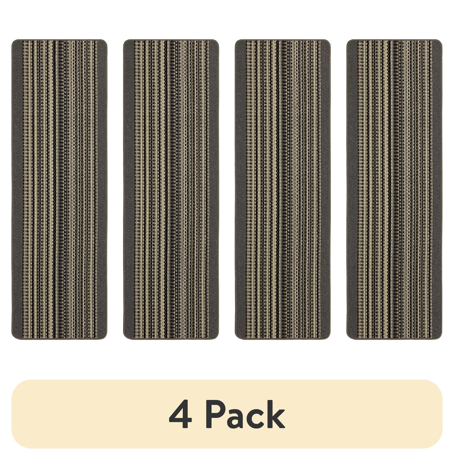 (4 pack) Mainstays Apollo Striped Indoor Polypropylene Area Rug, Grey, 19.5" x 72"