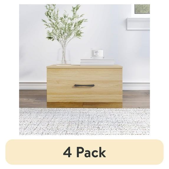 (4 pack) Mainstays Ardent One Drawer Modular Storage System, Euro Oak