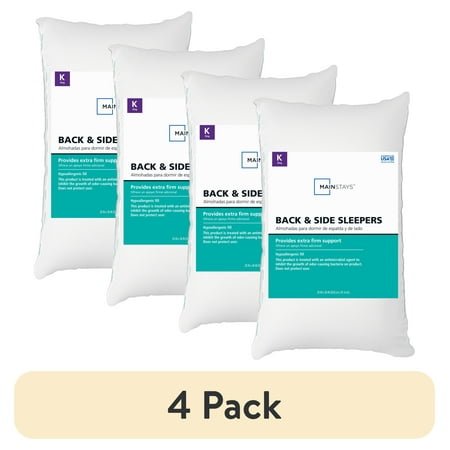 (4 pack) Mainstays Back & Side Sleeper Bed Pillow, King - Extra Firm Support