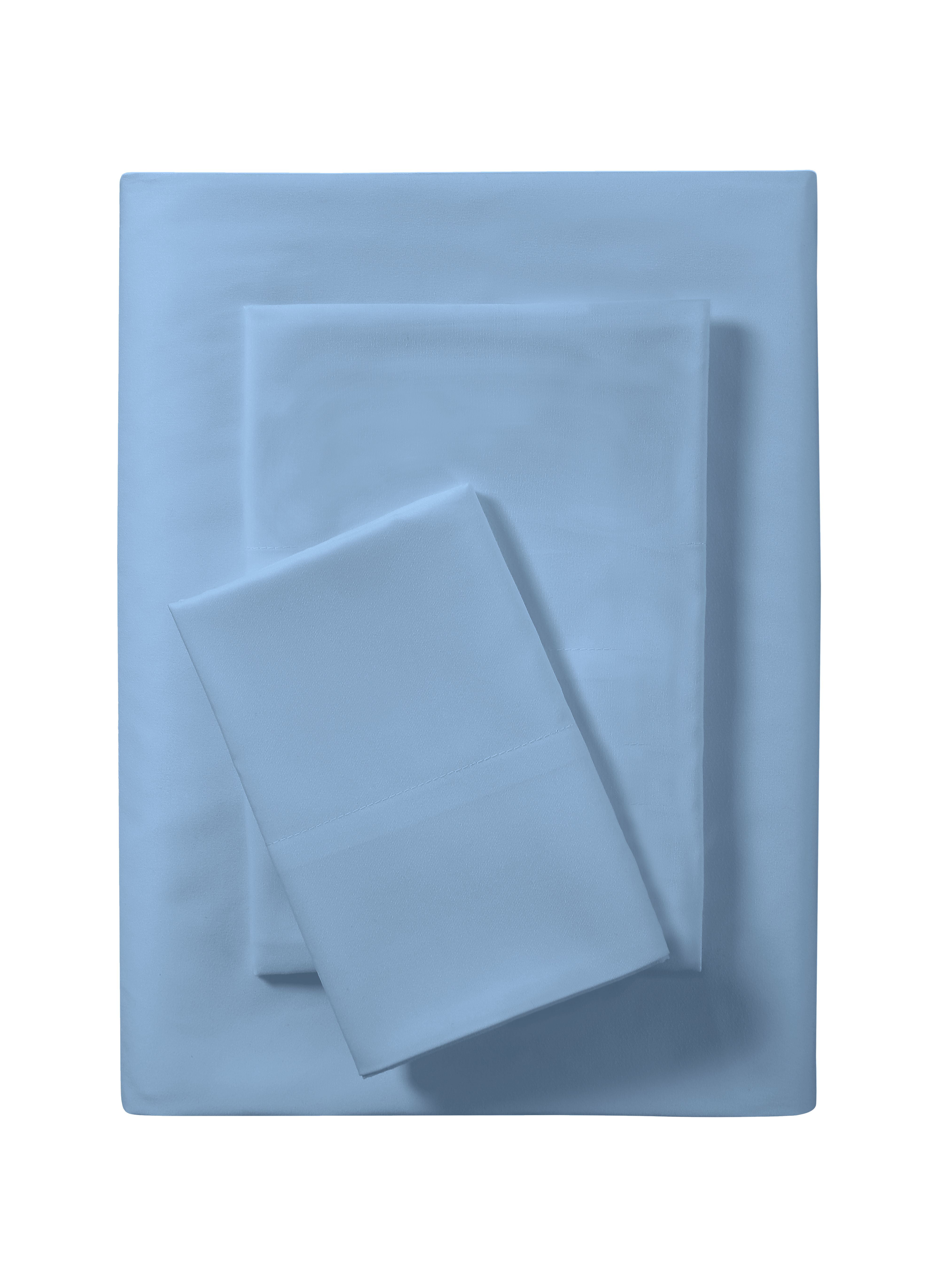 (4 pack) Mainstays Basic Value Microfiber Bed Sheet Set, Light Blue, Twin, 3 Piece