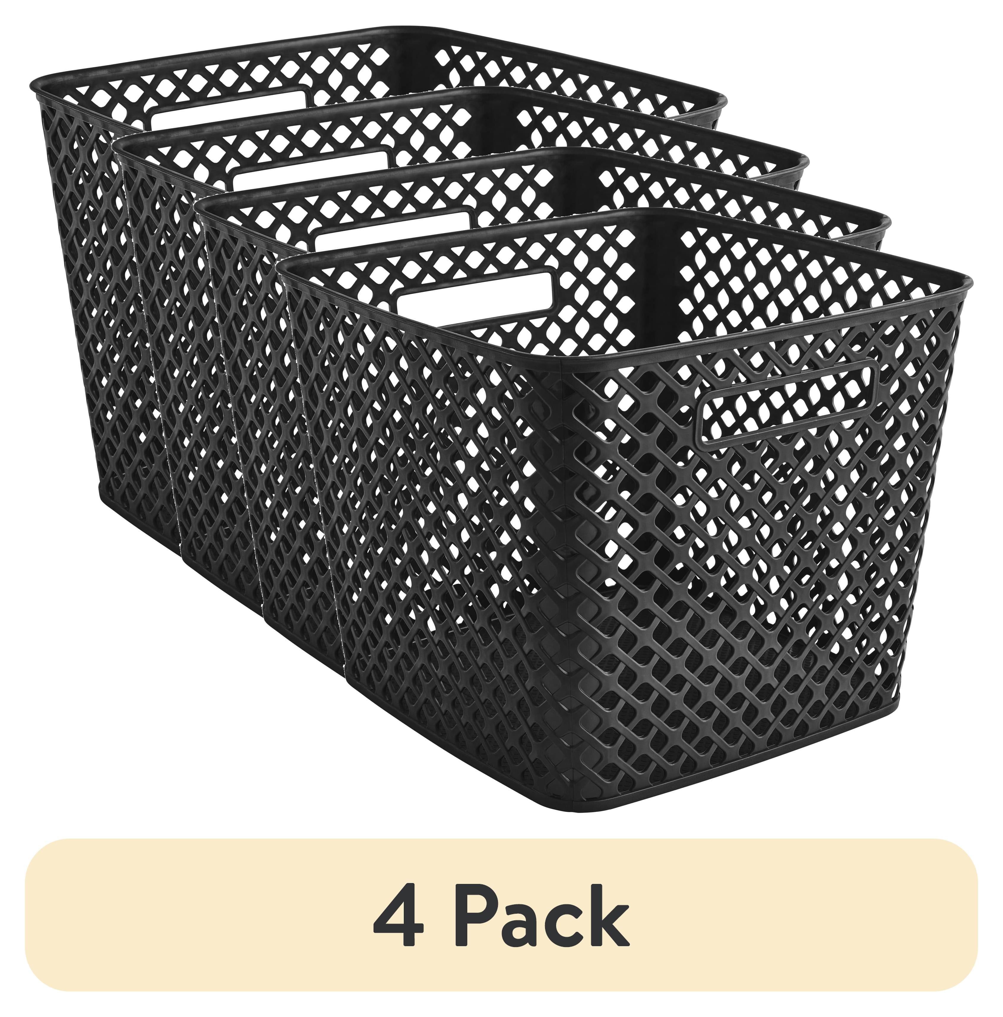 Mainstays 4 Pack 13 Inch Black Decorative Storage Baskets with