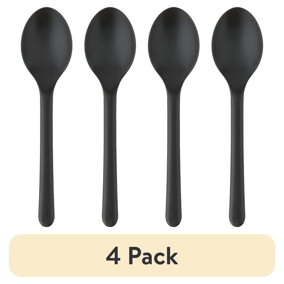 (4 pack) Mainstays - Black Eco-Friendly Recycled Plastic 3-Piece Flatware Set