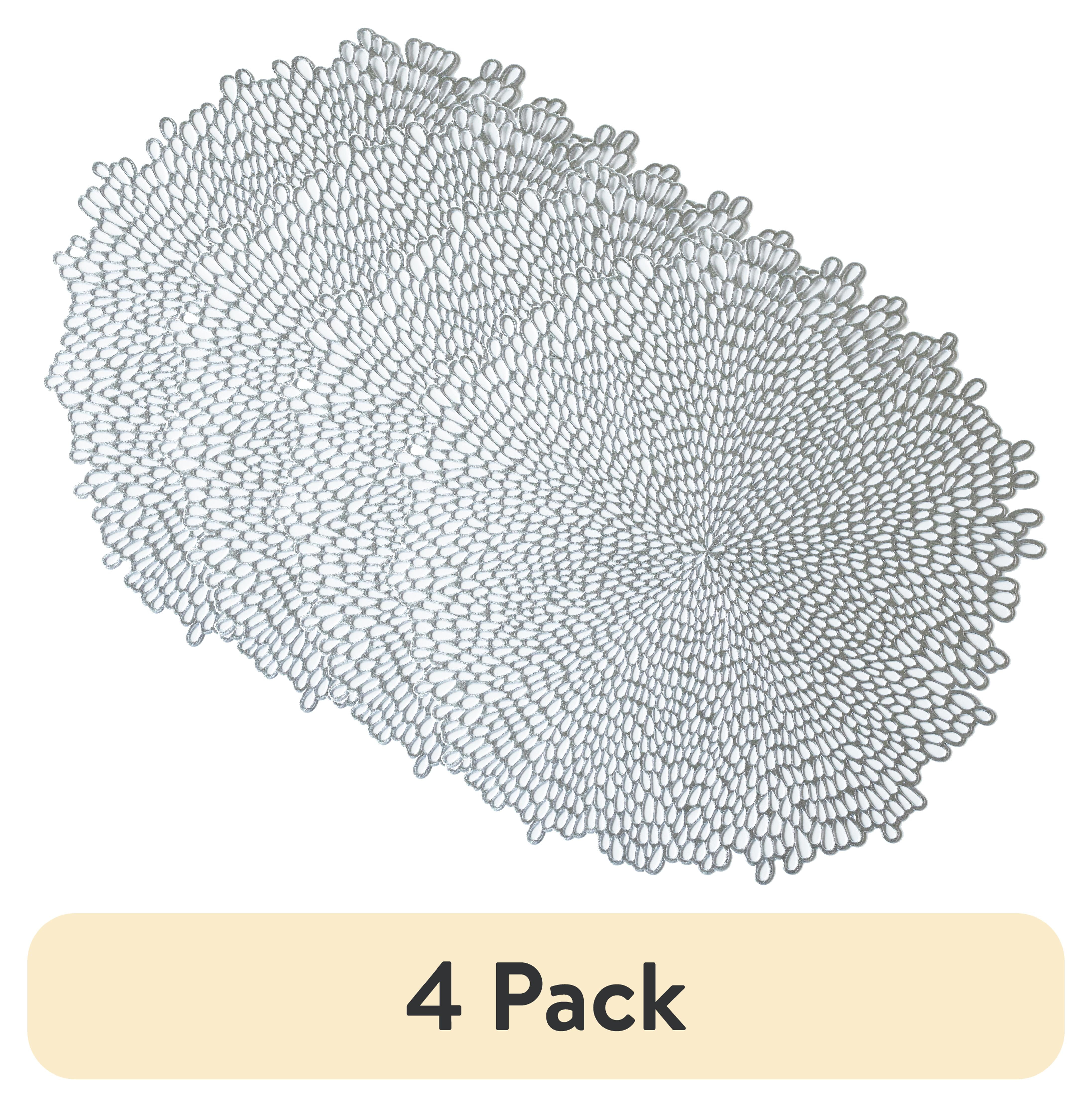 (4 pack) Mainstays Blossom Pressed Vinyl Table Placemat Silver 15.25" x 15.5"
