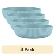 (4 pack) Mainstays - Blue Eco-Friendly Recycled Plastic Dinner Bowl, 43-Ounce