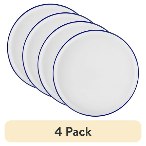 (4 pack) Mainstays Blue Rim Stoneware Dinner Plate