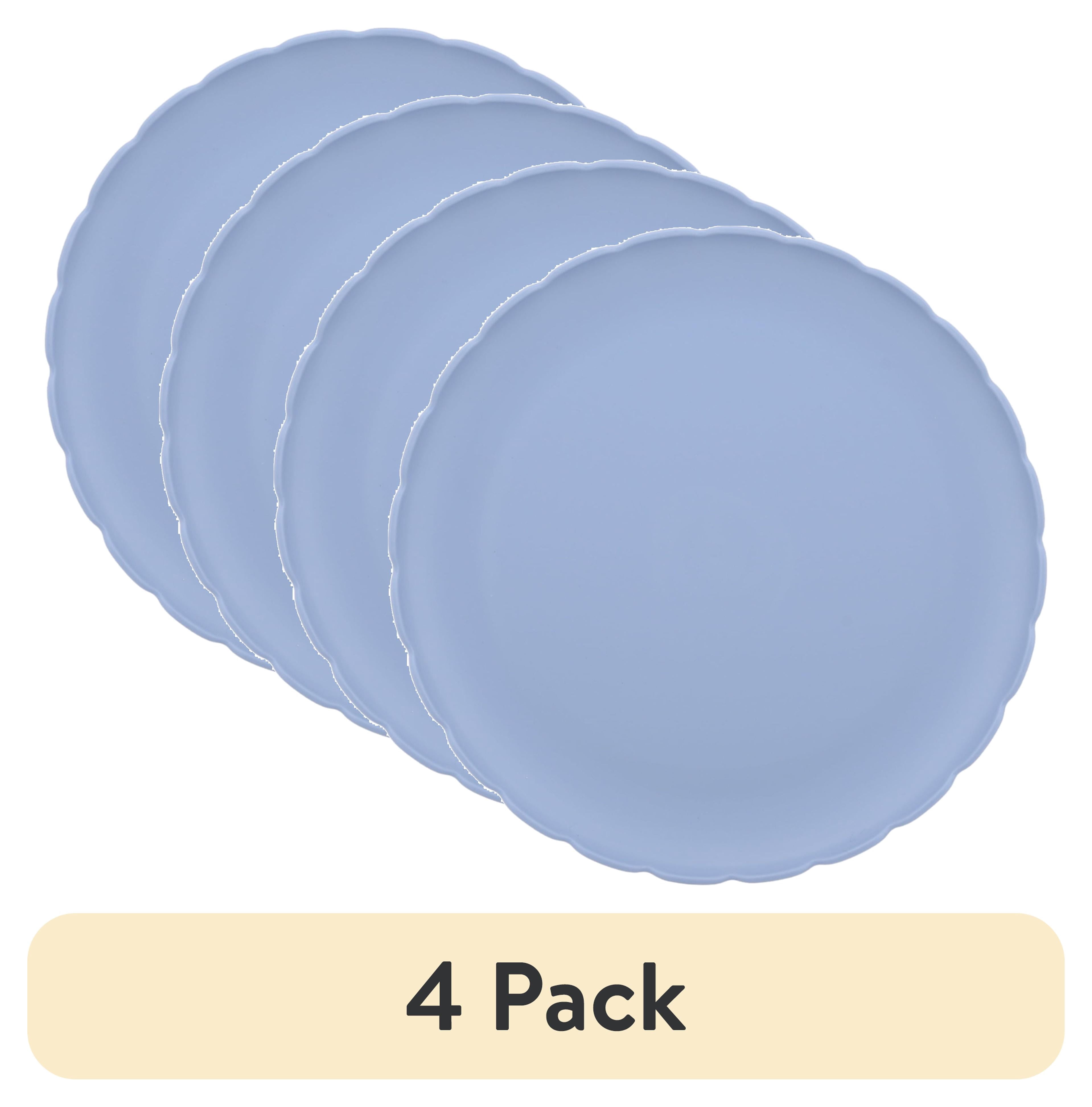 (4 pack) Mainstays - Blue Round Plastic Plate, Scalloped, 10.5 inch