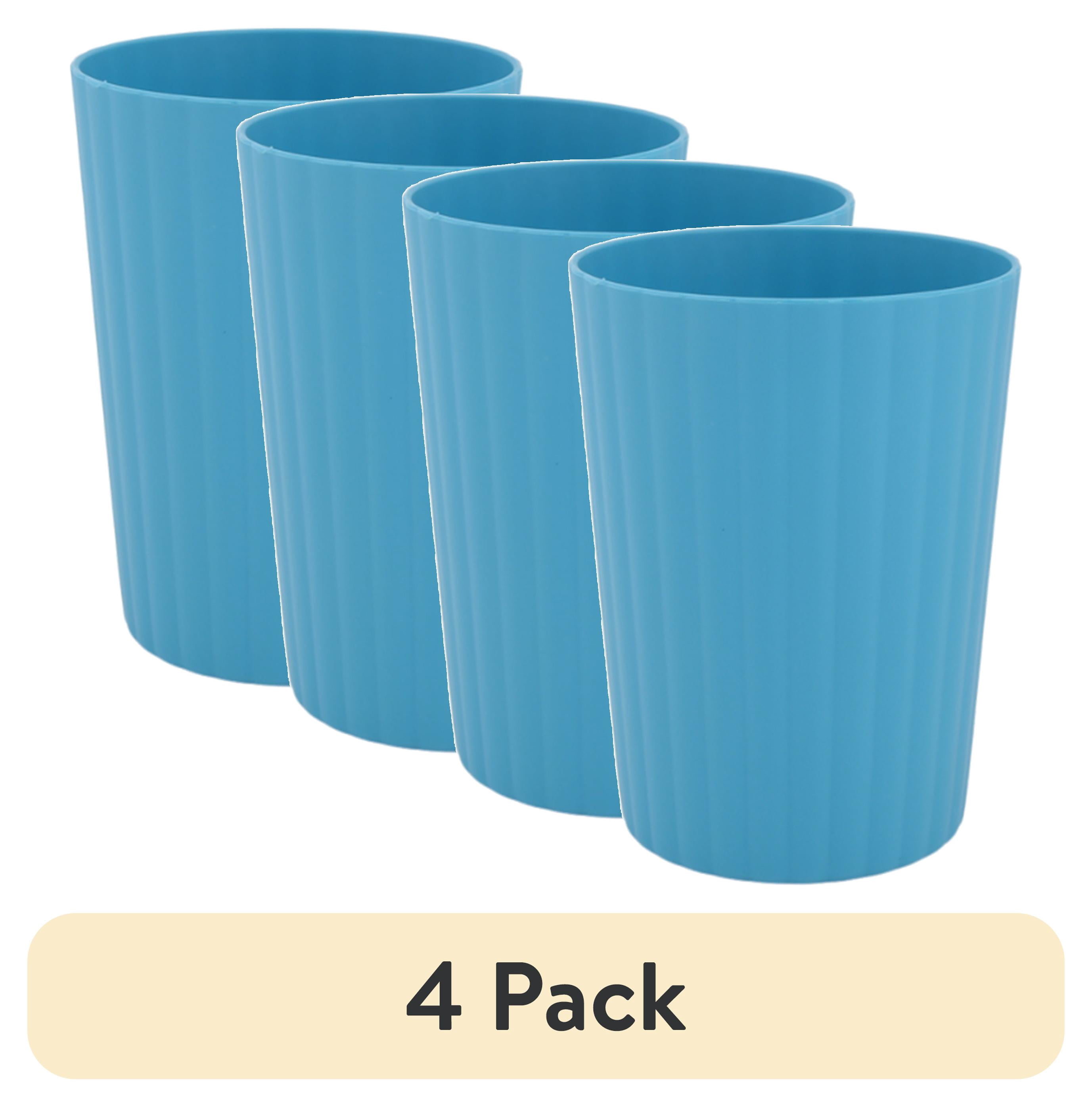 (4 pack) Mainstays - Blue Round Plastic Tumbler, Ribbed, 18-Ounce