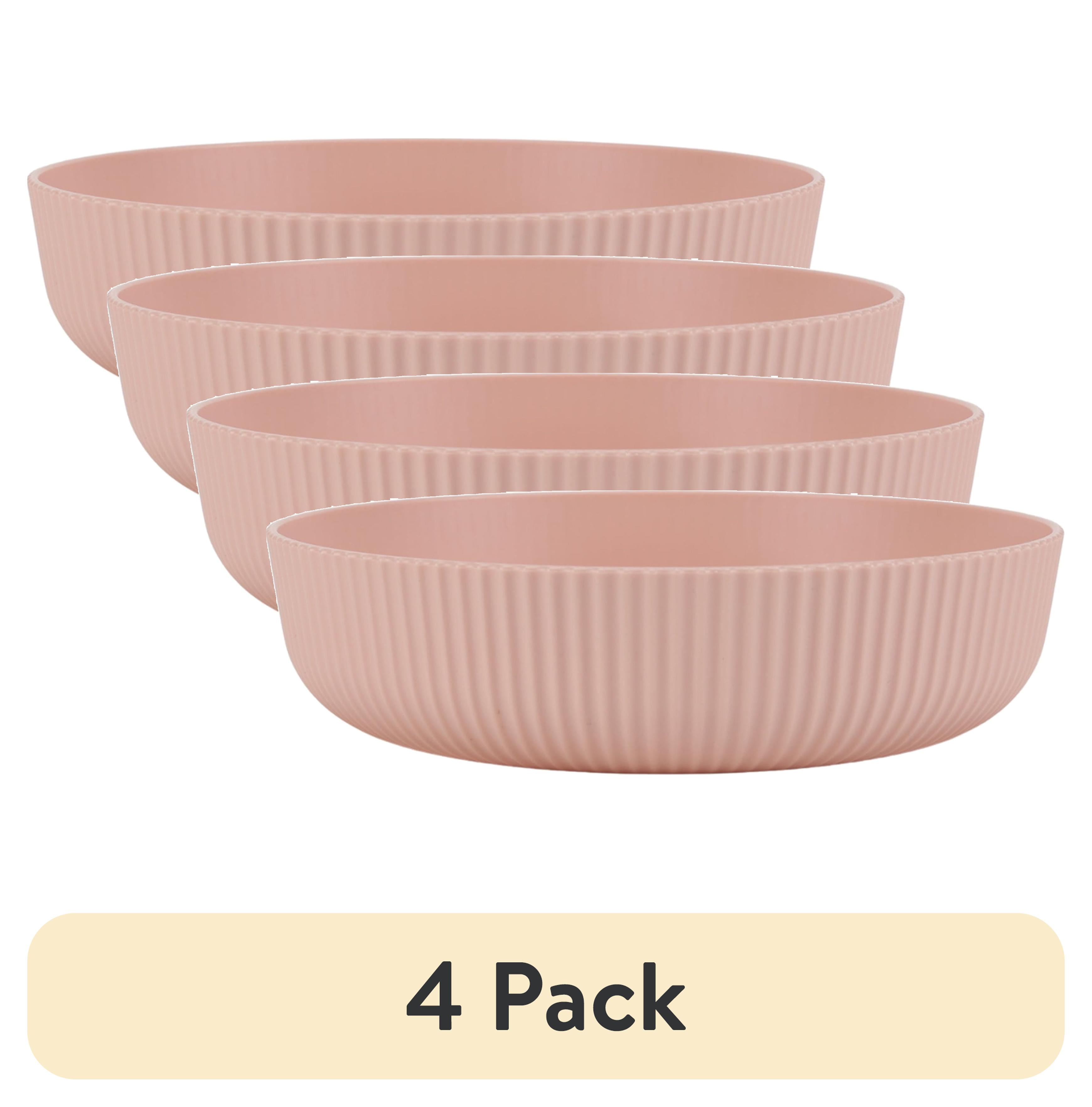 (4 pack) Mainstays Blush Pink Eco-Friendly Recycled Plastic Dinner Bowl, 43 Ounce