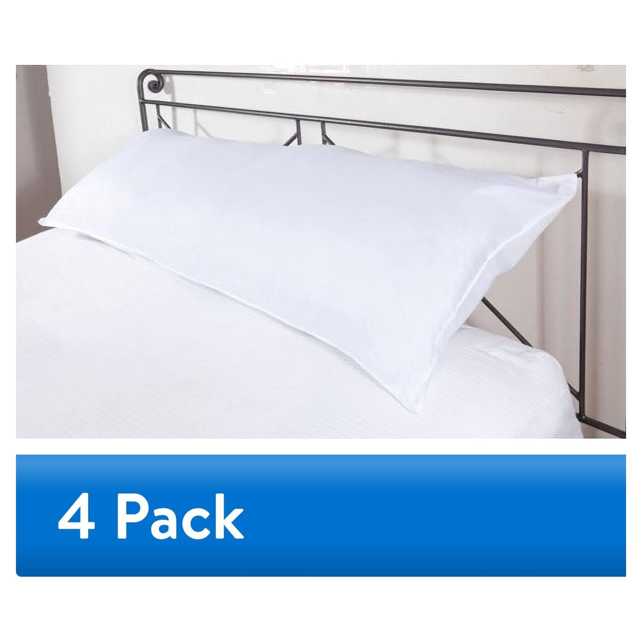 (4 pack) Mainstays Body Pillow - 20"x 54", White, Microfiber, Hypoallergenic