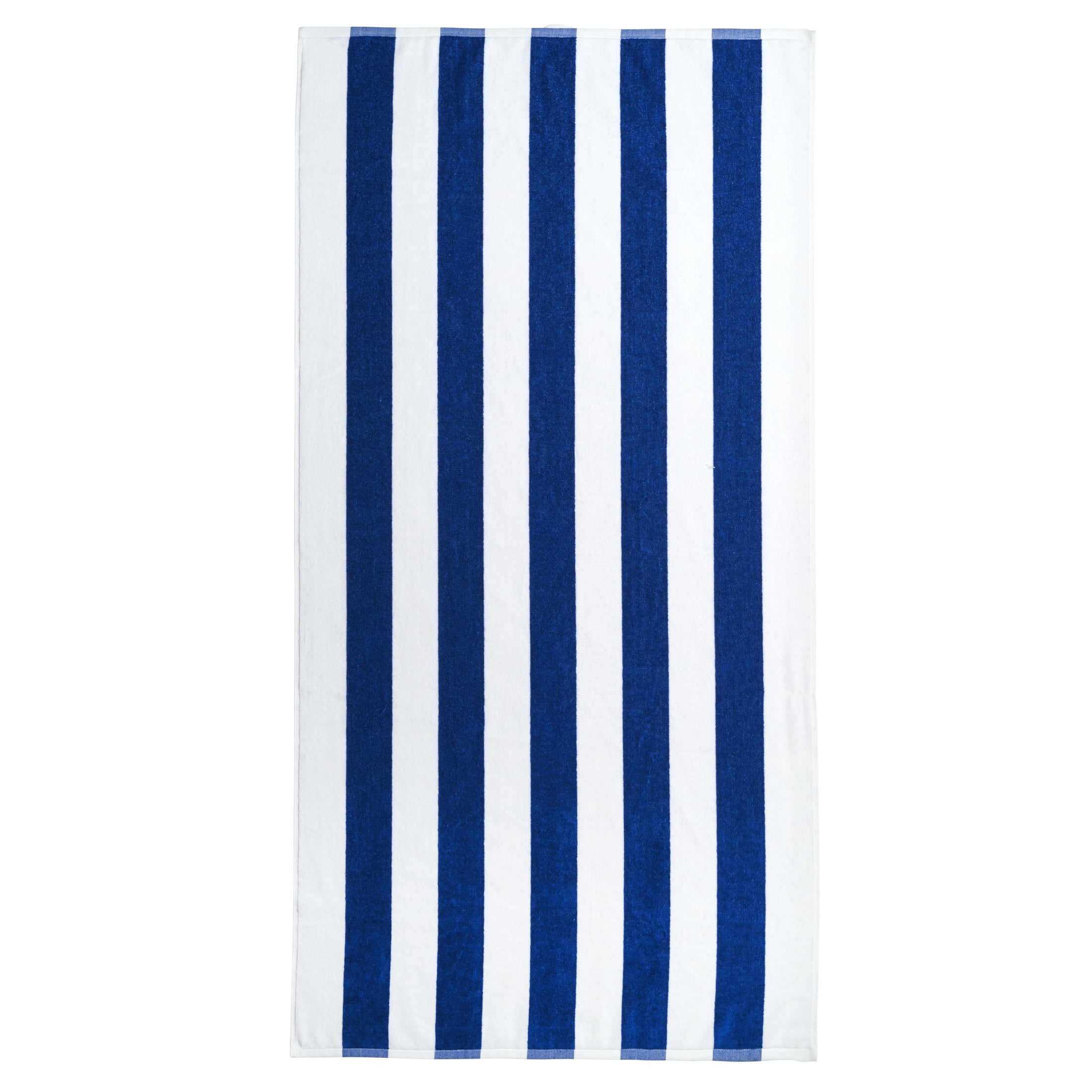 (4 pack) Mainstays Cabana Stripe Cotton Blend Beach Towel, 58 in x 28 in, Blue