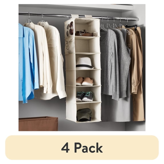 Storage Rack With Canvas Mainstays 6-Shelf Canvas Hanging Closet Organizer, Fabric Storage ...