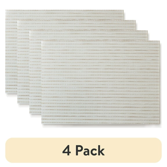 (4 pack) Mainstays Ciclo Woven Vinyl Table Placemat Vanilla 13" x 18"