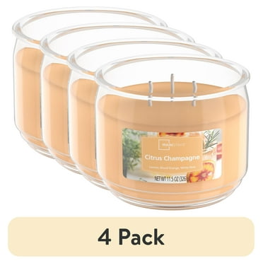 (4 pack) Mainstays Citrus Champagne Scented 3-Wick Glass Jar Candle, 11.5 oz