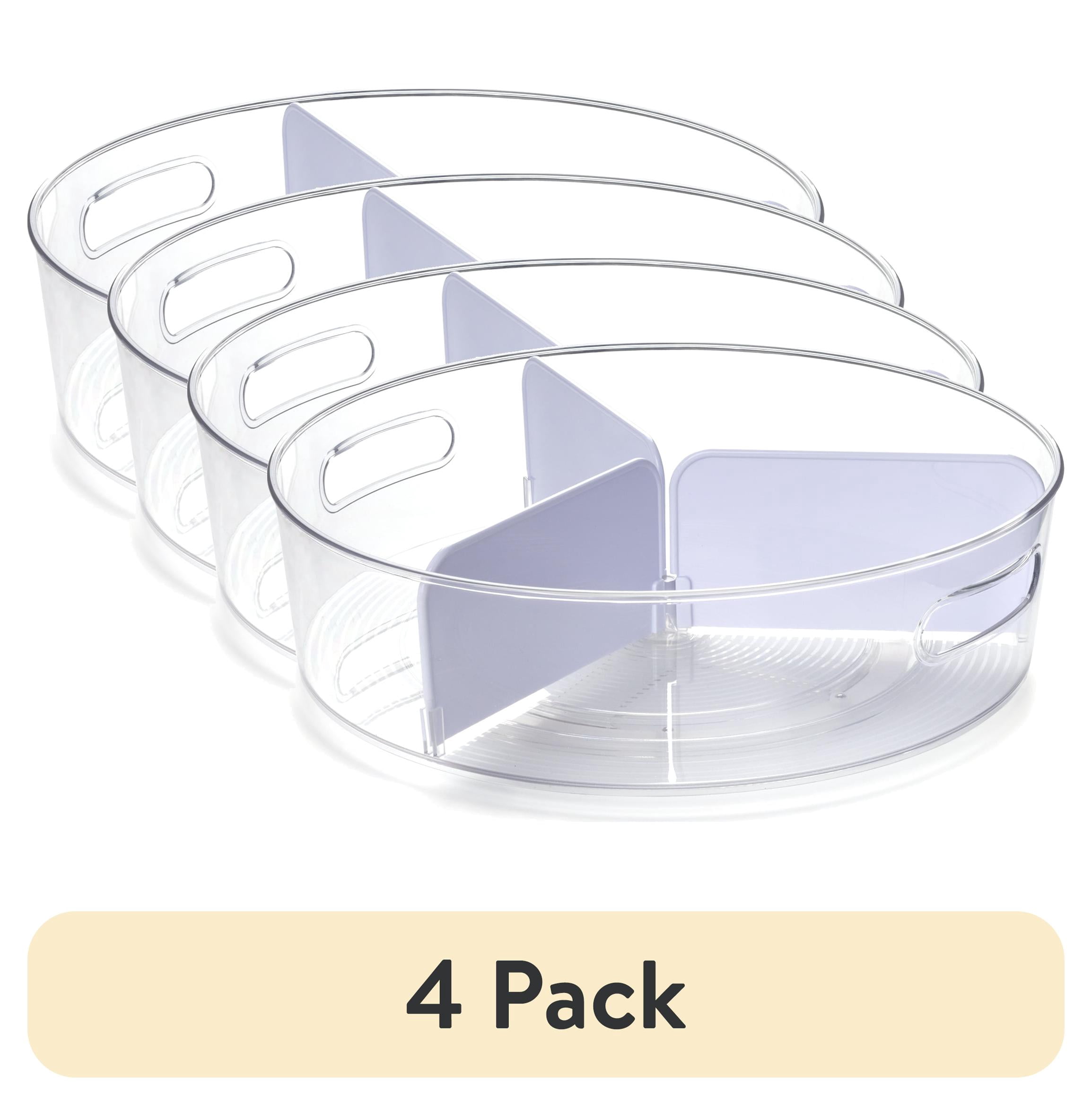 (4 pack) Mainstays Clear Lazy Susan Turntable with Removable Dividers