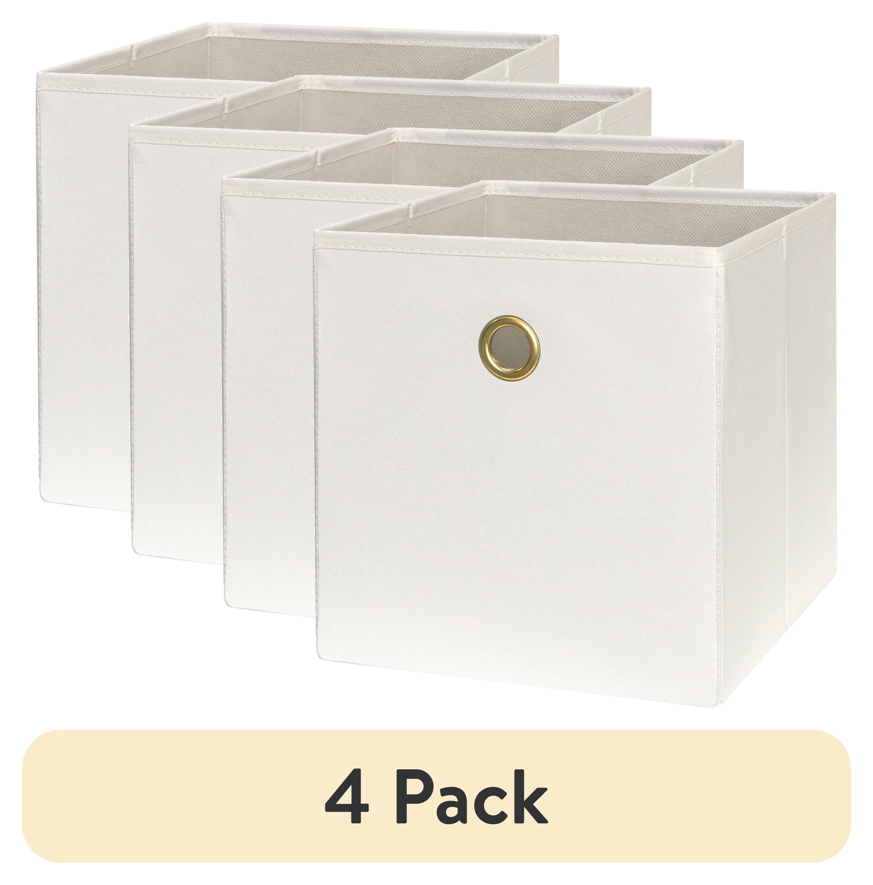 (4 pack) Mainstays Collapsible Fabric Cube Storage Bin, Vanilla Dream