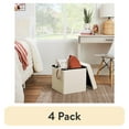 thumbnail interactive-video image 1 of (4 pack) Mainstays Collapsible Storage Ottoman, Cream, 1 of 9