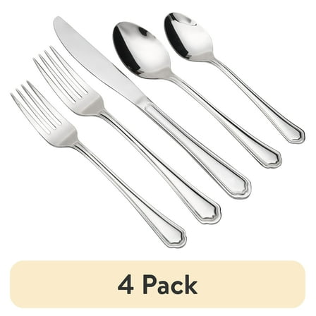 (4 pack) Mainstays Connor 20 Piece Stainless Steel Flatware Set, Service for 4