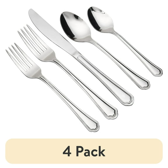 (4 pack) Mainstays Connor 20 Piece Stainless Steel Flatware Set, Service for 4