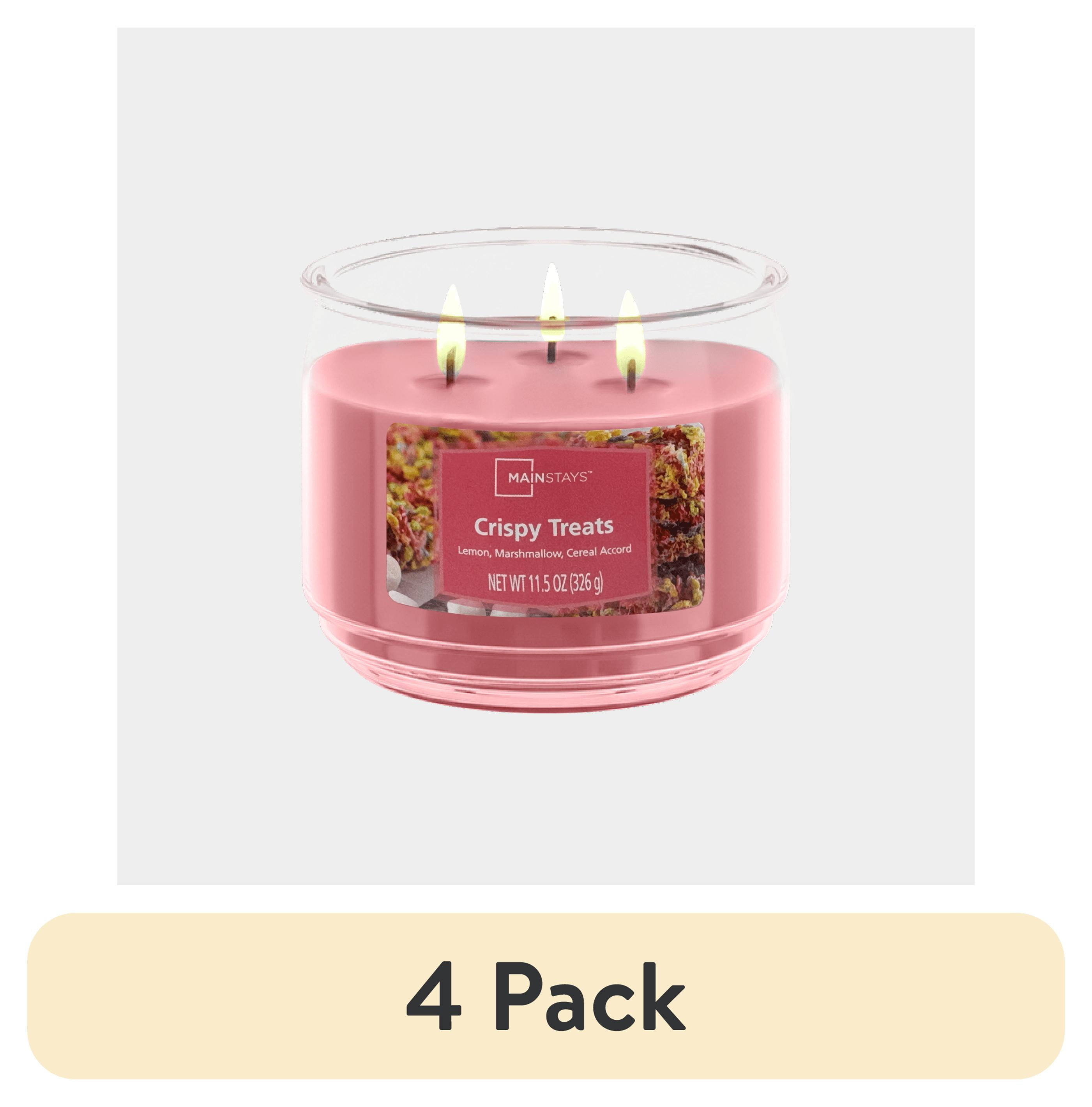 (4 pack) Mainstays 3-Wick Scented Glass Jar Candle, Crispy Treats, 11.5oz.