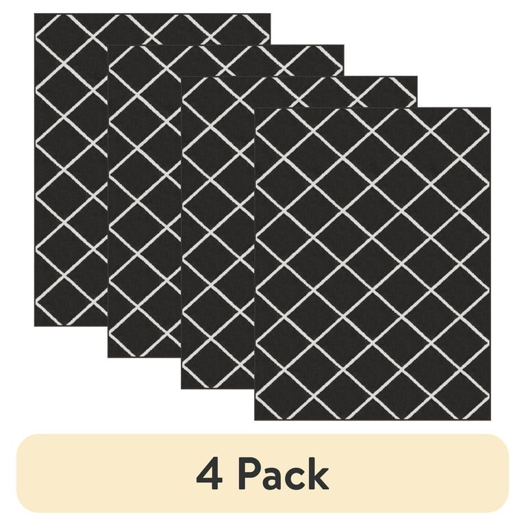 4 pack) Mainstays Diamond Indoor Area Rug, Charcoal, 59 in x 78 in