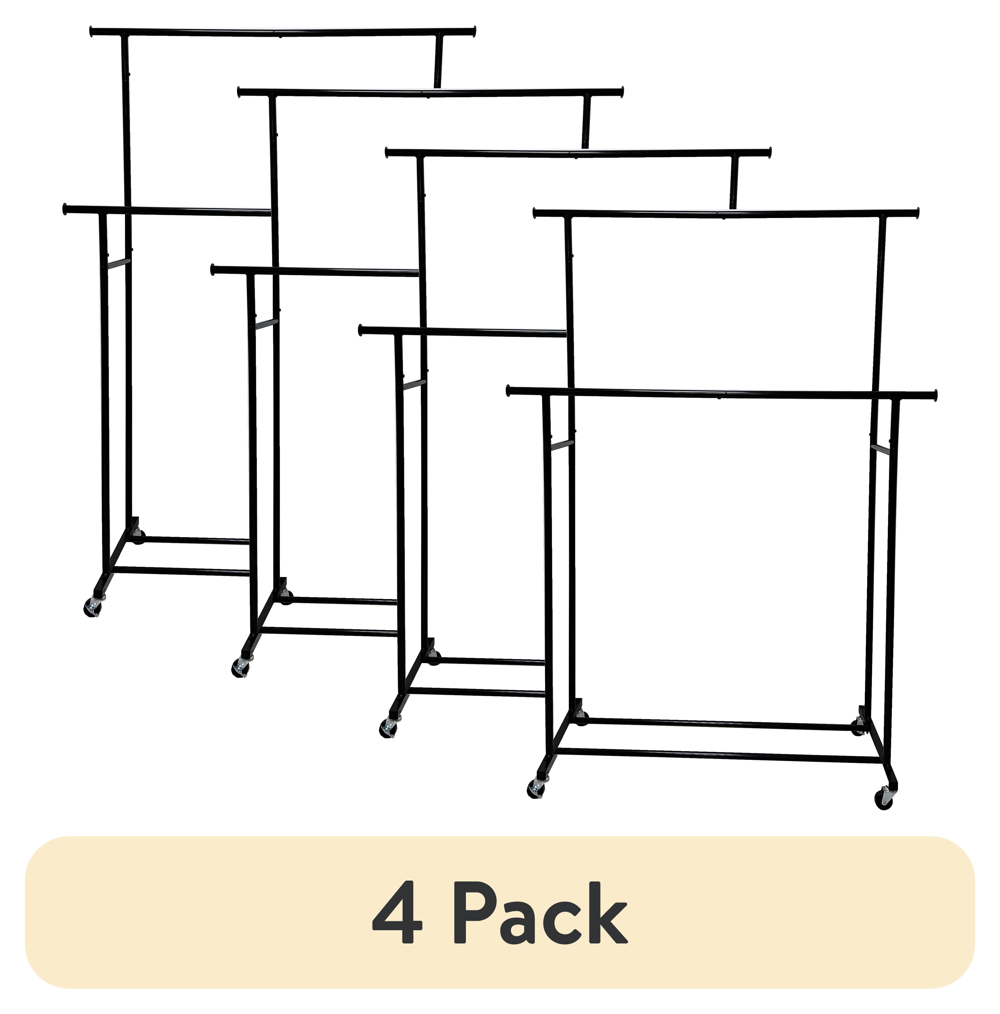 Steel Fram Rack (4 pack) Mainstays Double Garment Clothes Rack, Rich Black, Metal Frame ...