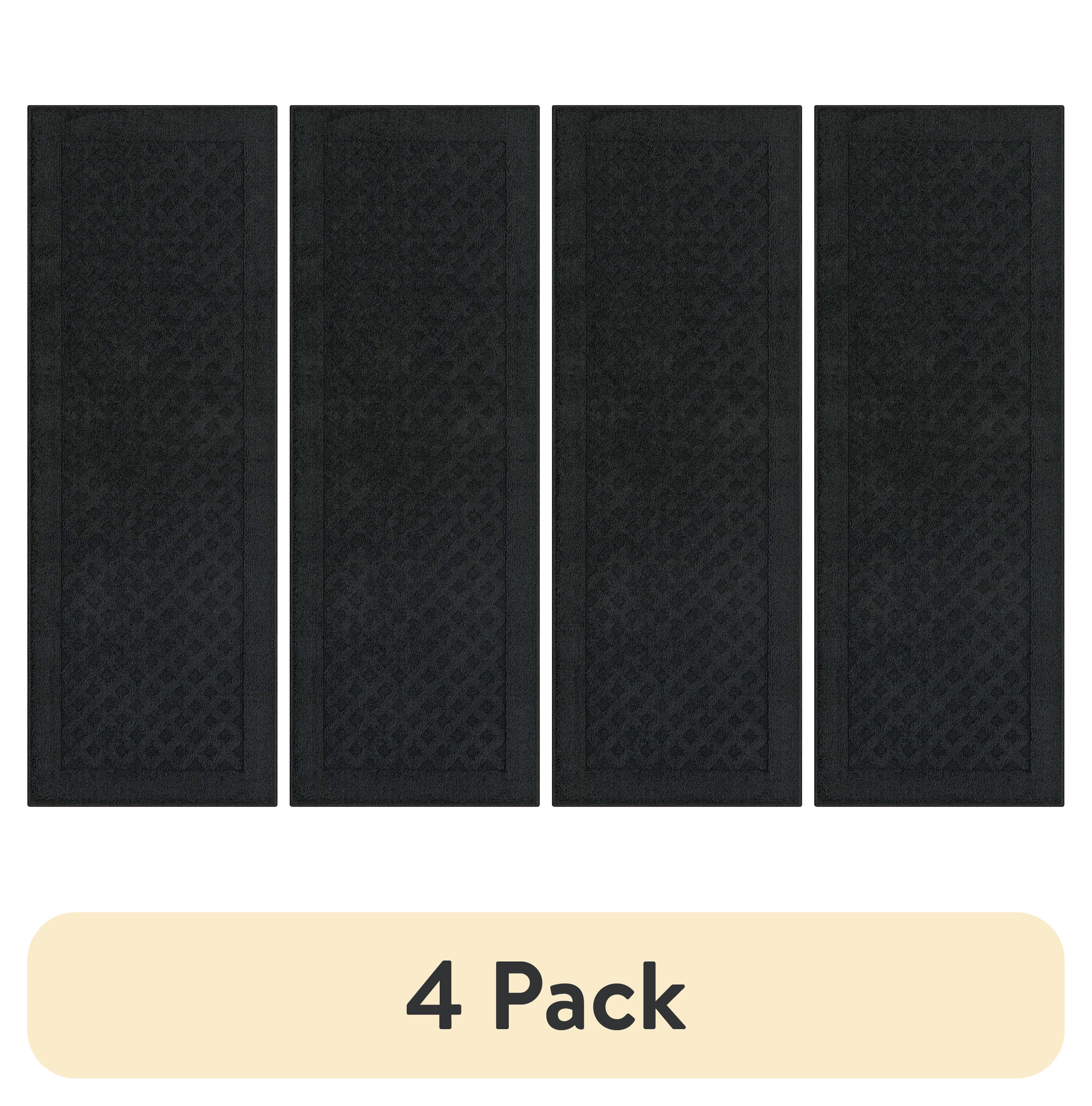 (4 pack) Mainstays Dylan Solid Diamond Olefin Black Indoor Runner Rug, 1'9"x5'