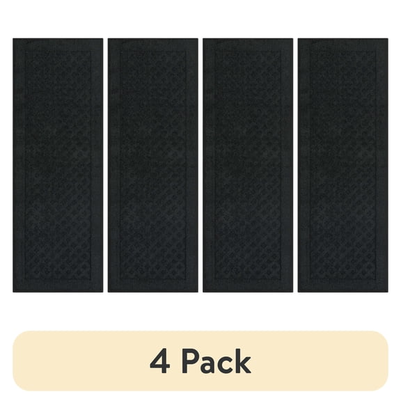 (4 pack) Mainstays Dylan Solid Diamond Olefin Black Indoor Runner Rug, 1'9"x5'